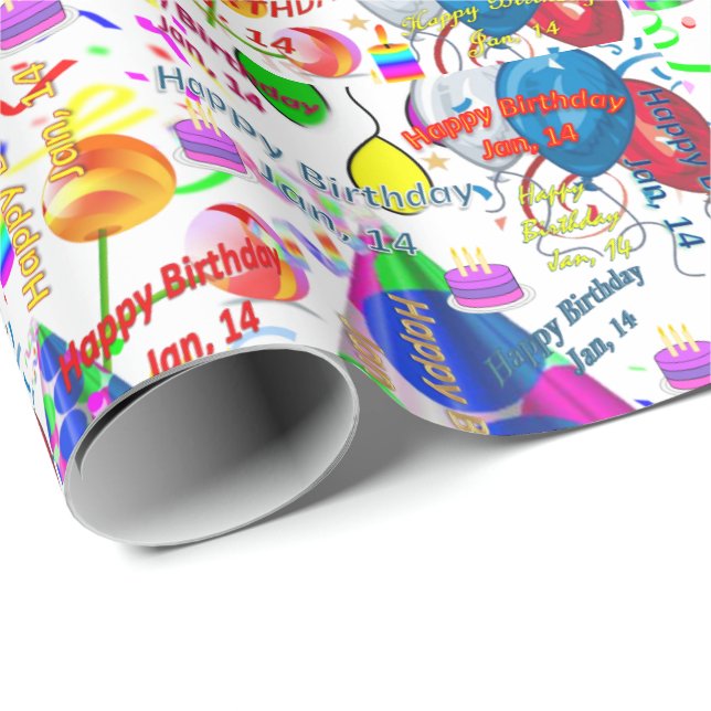 Papel De Presente Janeiro, 14 de aniversário (Ponta do rolo)