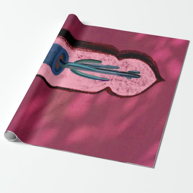 Papel De Presente janela objet_21_a com um cacto (Desenrolado)