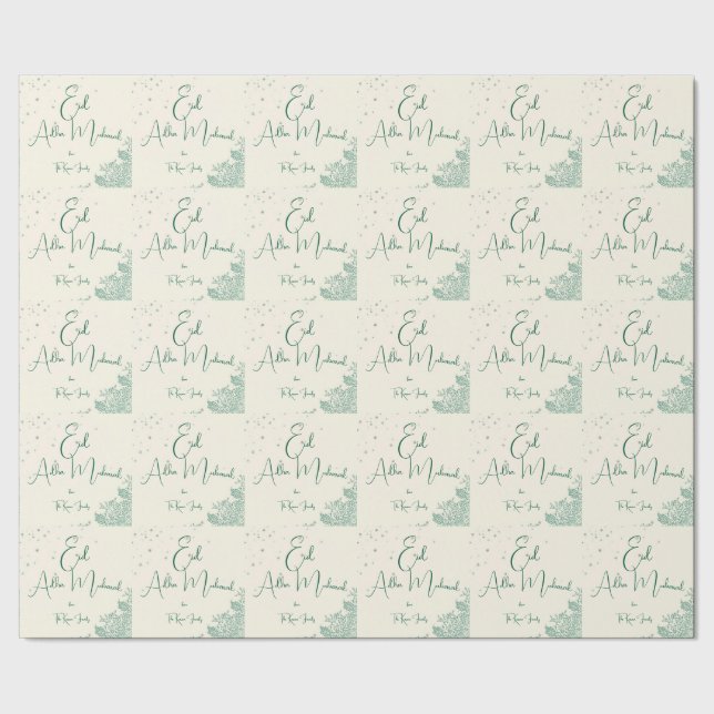 Papel De Presente Jantar verde-sage do Eid Al Adha (Barra)