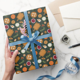 Papel De Presente Janto de Ação de Graças Prato Verde