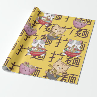 Papel De Presente Japanese Kawaii Anime Cat Ramen Noodles