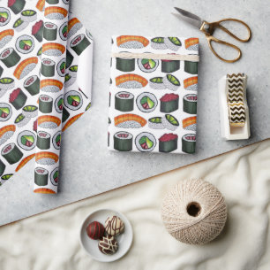 Papel De Presente Japão Comida japonesa Sushi Rolls Maki Nigiri