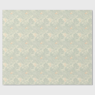 Papel De Presente Jardim Asiático Botânico com Grou em Toile de Chin