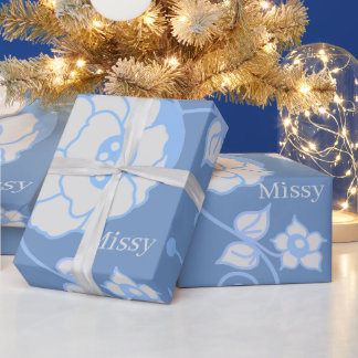 Papel De Presente Jardim Azul