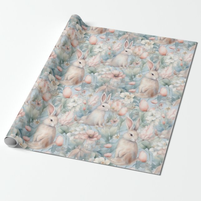 Papel De Presente Jardim Azul Bunny (Desenrolado)