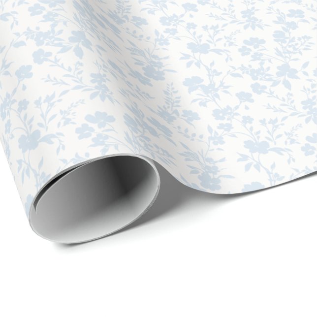 Papel De Presente Jardim Botânico Azul Claro - Neutro (Ponta do rolo)