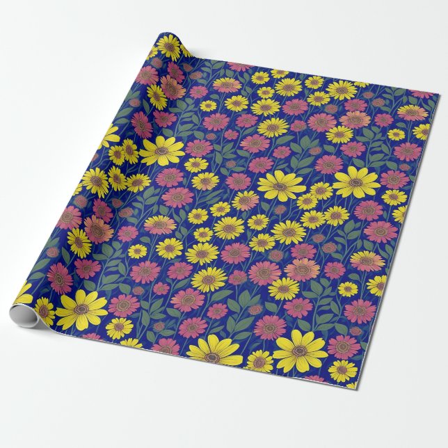 Papel De Presente Jardim Botânico da Flor Amarelo Amarelo (Desenrolado)