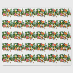 Papel De Presente Jardim Botânico Tropical Colagem Floral – Colorido