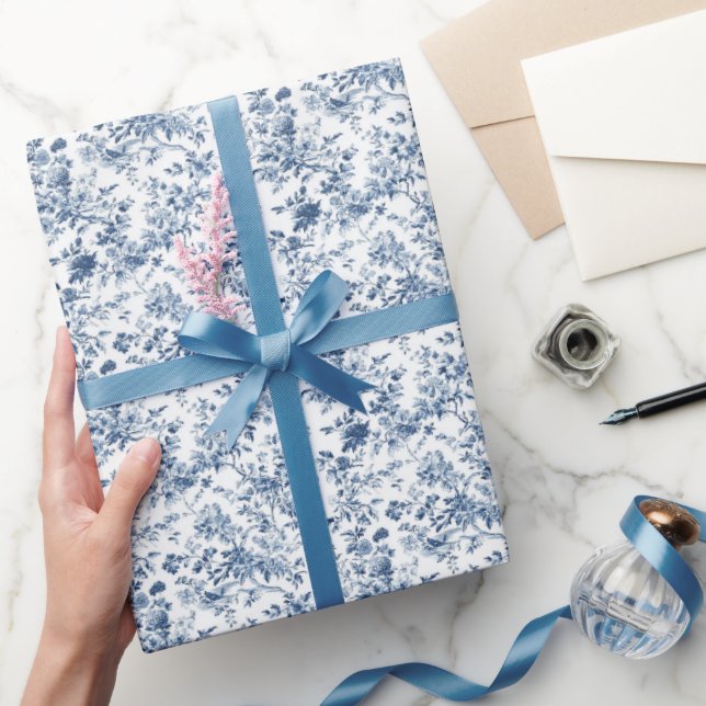 Papel De Presente Jardim Chic de Toile Azul (Presentear)