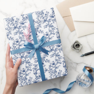 Papel De Presente Jardim Chinoiserie Azul