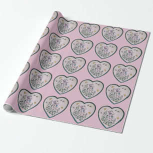 Papel De Presente Jardim da casa do pássaro em um coração