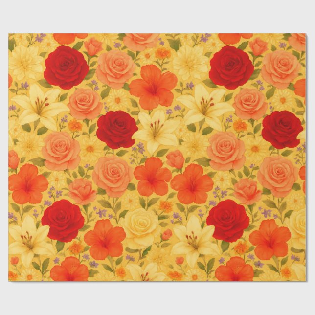 Papel De Presente Jardim da Harmonia – Miscelânea Floral em Aquarela (Aberto)