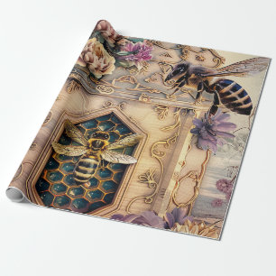 Papel De Presente Jardim de Abelhas Encantado Fantasia (5)