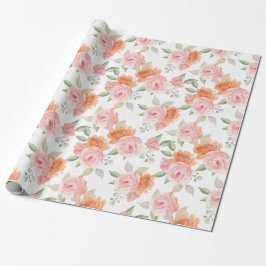 Papel De Presente Jardim de Bege de Pêssego