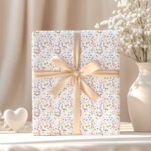 Papel De Presente Jardim de Borboleta de Flor Selvagem Elegante