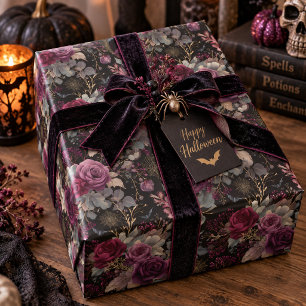 Papel De Presente Jardim de Bruxas Floral de Halloween