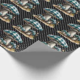 Papel De Presente Jardim de Cogumelos Gingham