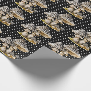 Papel De Presente Jardim de Cogumelos Gingham