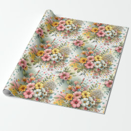 Papel De Presente Jardim de Confetes de Primavera