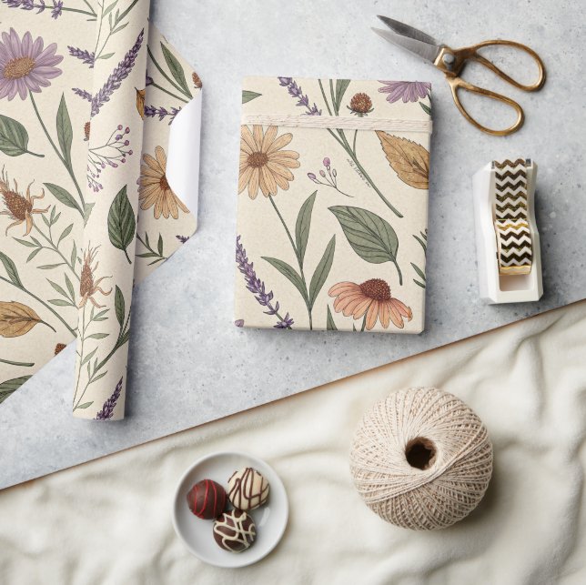 Papel de Presente Jardim de Ervas de Farmácia Vint (Artesanato)