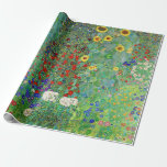 Papel De Presente Jardim de Fazenda Gustav Klimt com pintura de gira<br><div class="desc">Jardim de Fazenda Gustav Klimt com Sunflower Vintage Floral Art Nouveau</div>