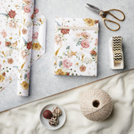 Papel De Presente Jardim de Flor Russo Boho