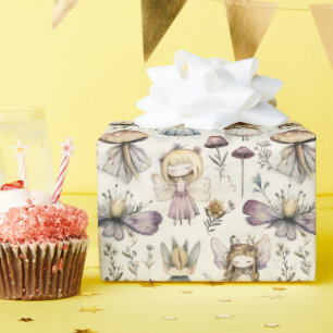 Papel De Presente Jardim de flores de fada e de cogumelo