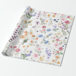 Papel De Presente Jardim de Flores de Relva Silvestre na Primavera c<br><div class="desc">Papel de embrulho lindo e inspirado em boho com flores silvestres alegres em tons de rosa,  lavanda,  amarelo,  azul e verde.</div>