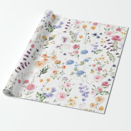 Papel De Presente Jardim de Flores de Relva Silvestre na Primavera V