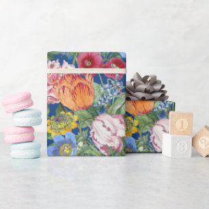 Papel De Presente Jardim de Flores de Tulipa Peônia Primavera