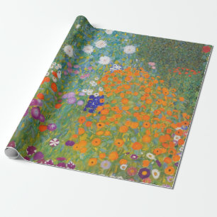 Papel De Presente Jardim de Flores por Gustav Klimt
