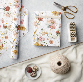 Papel De Presente Jardim de Flores Rústico Boho