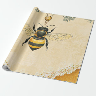Papel De Presente Jardim de Flores Silvestres da Abelha Melífera Vin