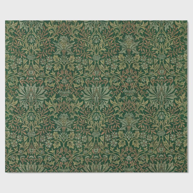 Papel De Presente Jardim de Flores William Morris -Verdes (Aberto)