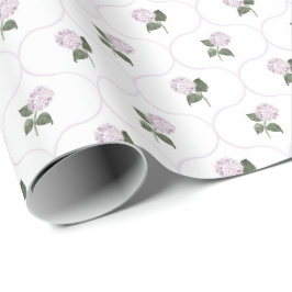 Papel De Presente Jardim de Hortênsias Rosa Treliça Floral
