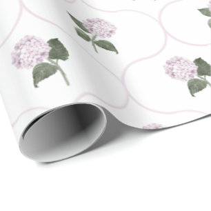 Papel De Presente Jardim de Hortênsias Rosas Treliça Floral