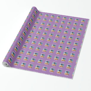 Papel De Presente Jardim de Infância Urso de Púrpura