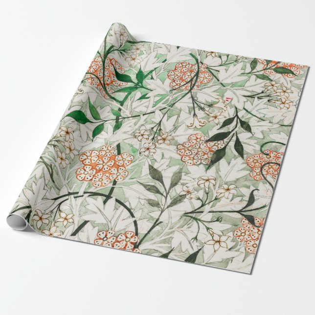 Papel De Presente Jardim de Jasmim William Morris Flor Clássica (Desenrolado)