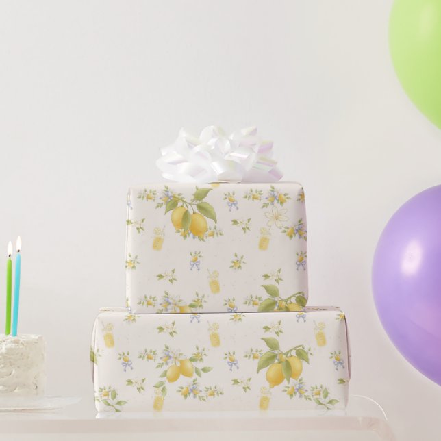 Papel De Presente Jardim de Limões com Ratos (Presentes para festas)