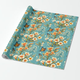 Papel De Presente Jardim de Lírio Dourado