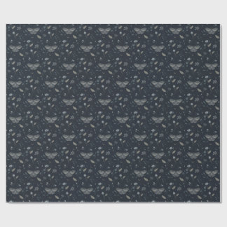 Papel De Presente Jardim de Mariposas da Meia-Noite — Azul Meia-Noit