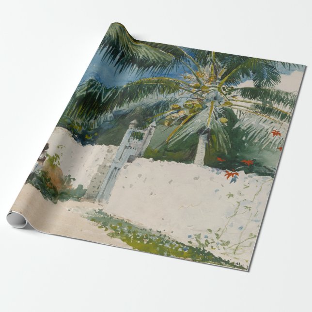 Papel De Presente Jardim de Nassau, Bahamas (Arte Caribe) (Desenrolado)