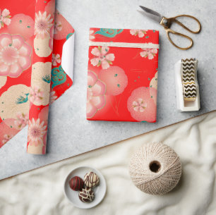 Papel De Presente Jardim de Pêssego do Primavera de Ornamento Floral