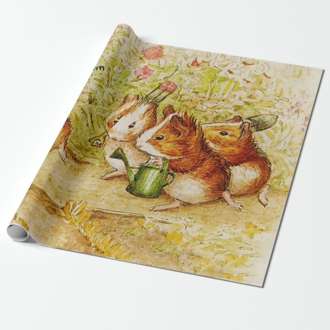 Papel De Presente Jardim de Porcos da Guiné, de Beatrix Potter (Desenrolado)