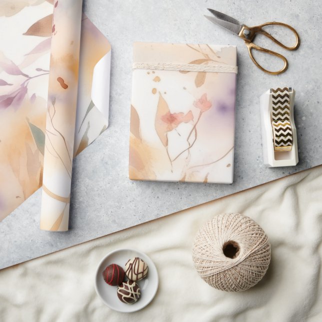 Papel De Presente Jardim de Primavera Floral Aquarela Boho (Artesanato)