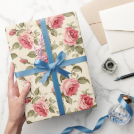 Papel De Presente Jardim de Rosas Rosa