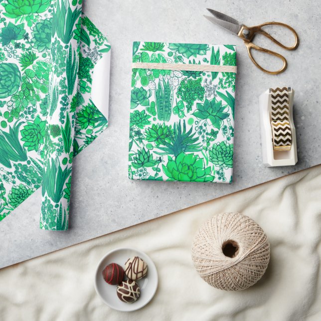 Papel De Presente Jardim de Sucultura (Artesanato)