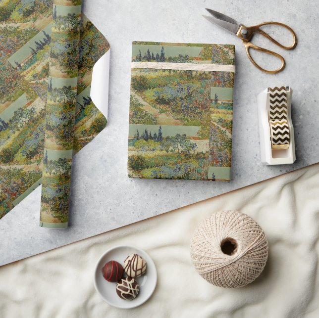 Papel De Presente Jardim de Van Gogh em Arles Impressionista Floral (Artesanato)