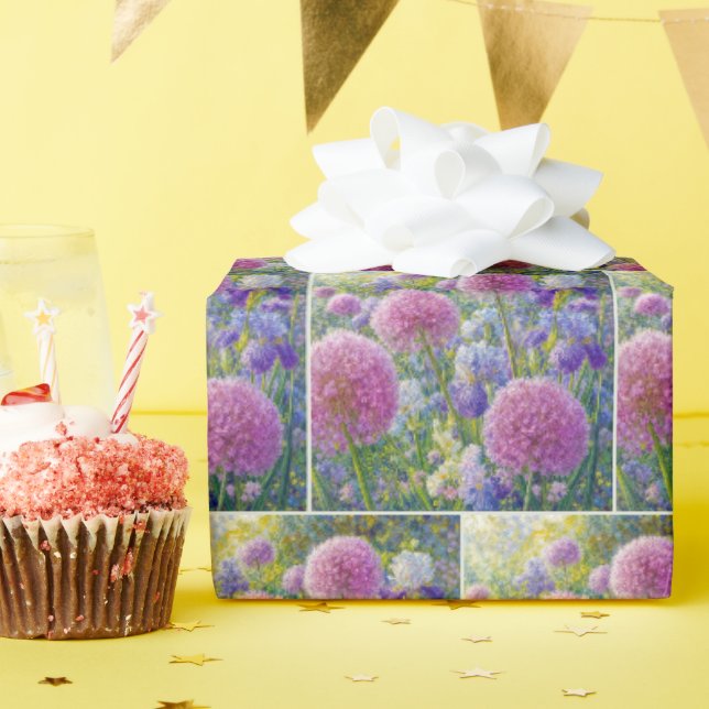 Papel De Presente Jardim de Verão de Allium e Íris (Festa de aniversário)