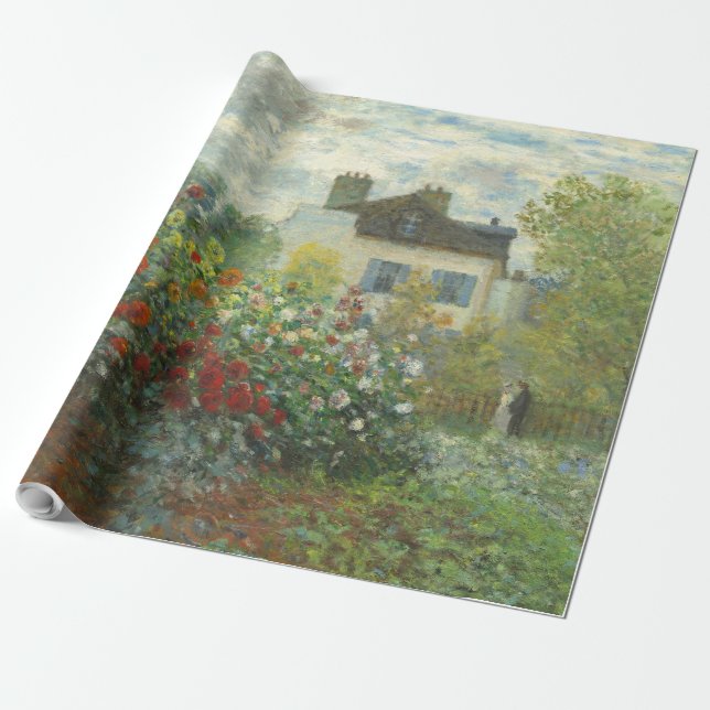 Papel De Presente Jardim do Artista Monet em Argenteuil Pintura (Desenrolado)